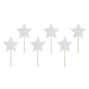 Cupcake Topper - Silver Stars